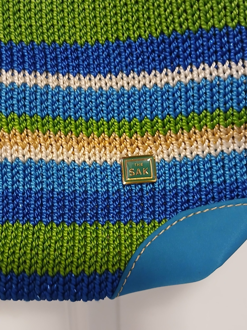 The Sak Blue & Green Striped Tote Bag - Casual Boho Women’s Shoulder Bag - Picture 2 of 11